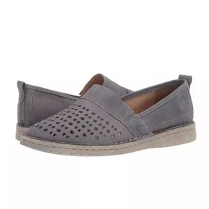JOSEF SEIBEL | “Sofie 27” Laser-cut Gray-Blue Suede Slip On Flats